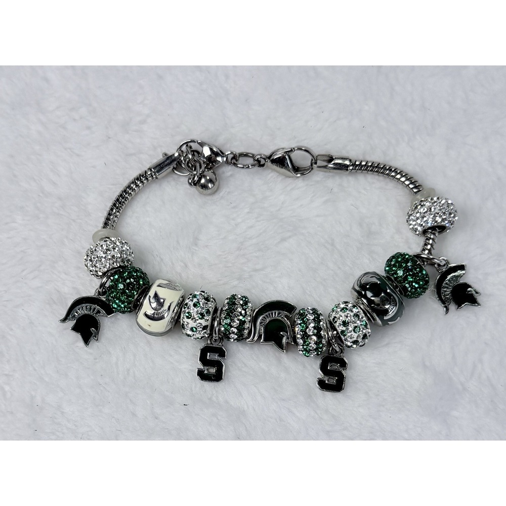 Stone Armory MSU Spartans Charm Bracelet Stainless Steel Michigan State Pandora